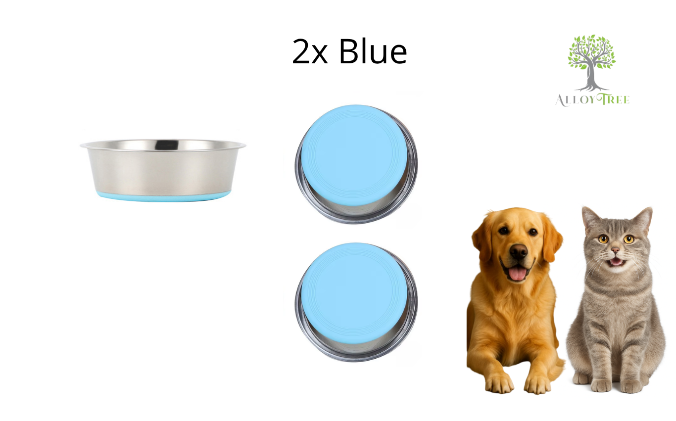 1 or 2 pcs Stainless Steel Dog Bowls Anti Slip Outdoor Indoor Water Food Puppy Feeding Dish