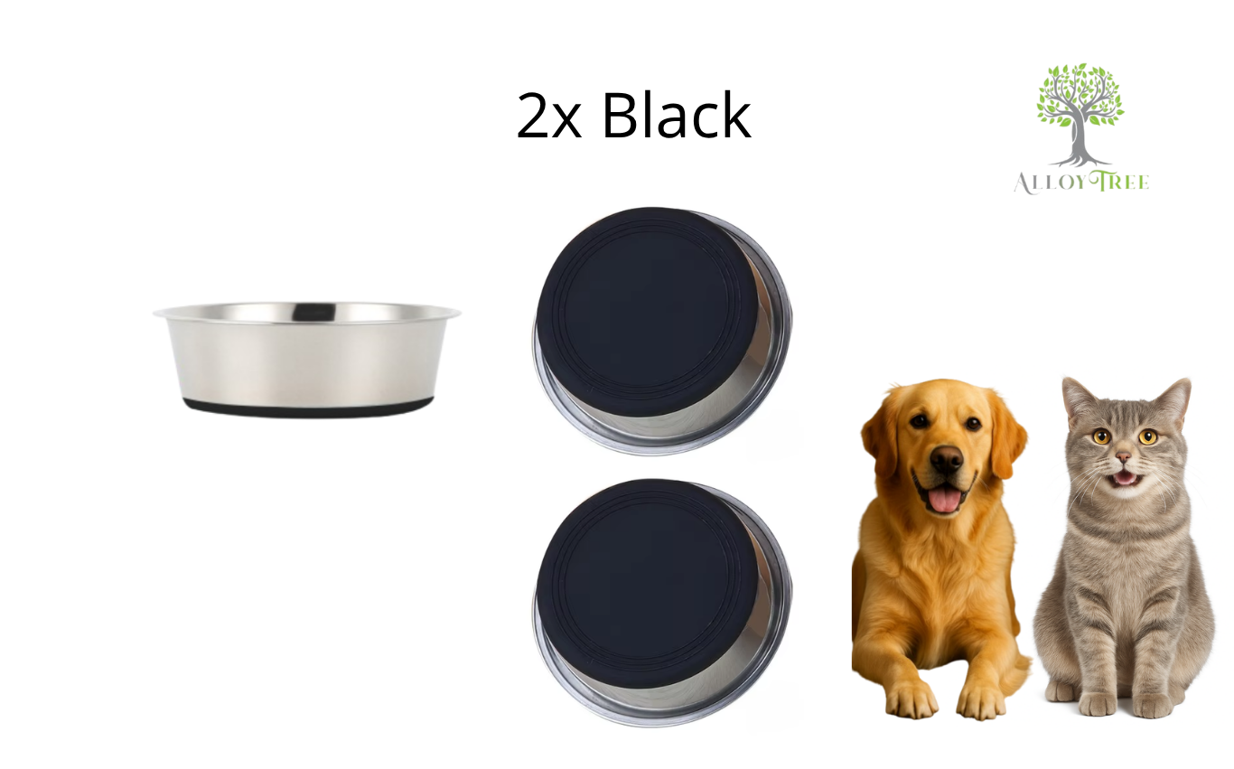 1 or 2 pcs Stainless Steel Dog Bowls Anti Slip Outdoor Indoor Water Food Puppy Feeding Dish