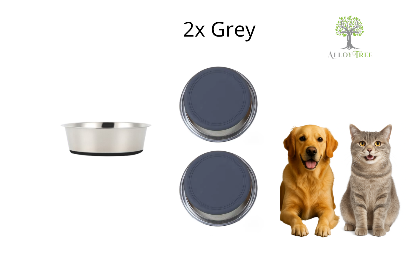 1 or 2 pcs Stainless Steel Dog Bowls Anti Slip Outdoor Indoor Water Food Puppy Feeding Dish