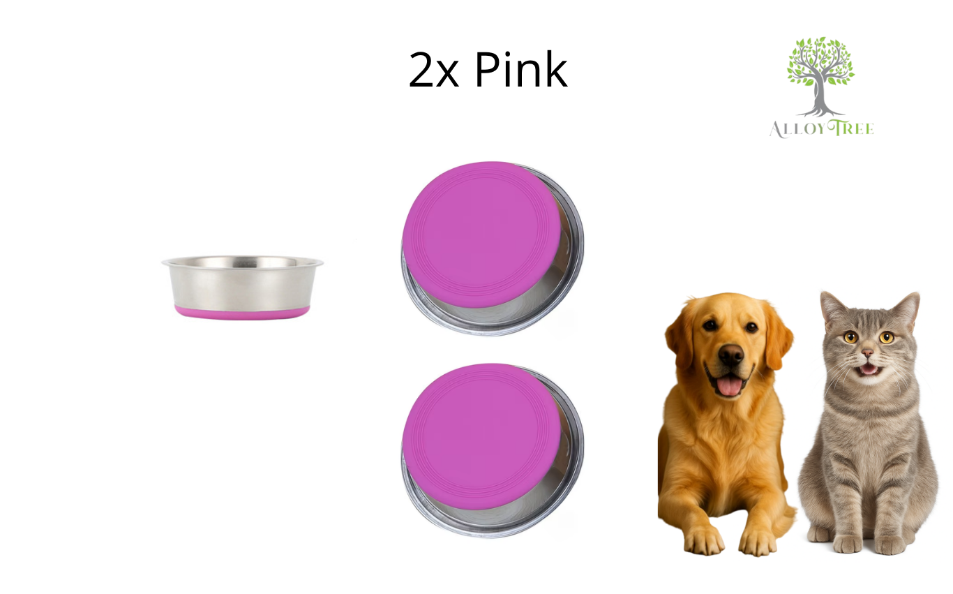 1 or 2 pcs Stainless Steel Dog Bowls Anti Slip Outdoor Indoor Water Food Puppy Feeding Dish