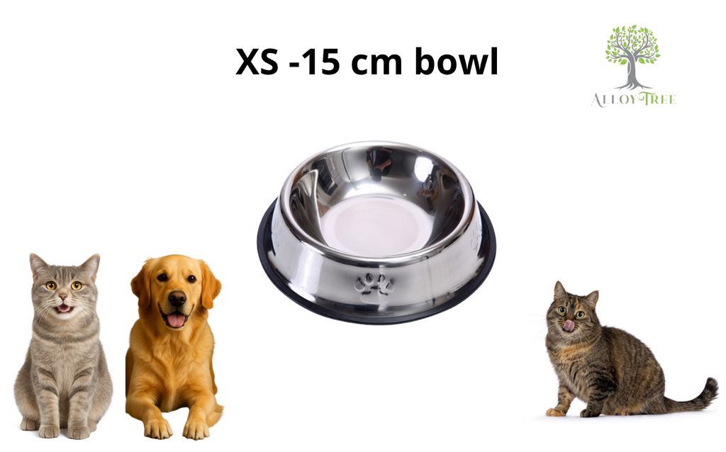1 or 2 Pack Stainless Steel Dog Bowls Non Slip Durable Food Water Bowl Set Sizes
