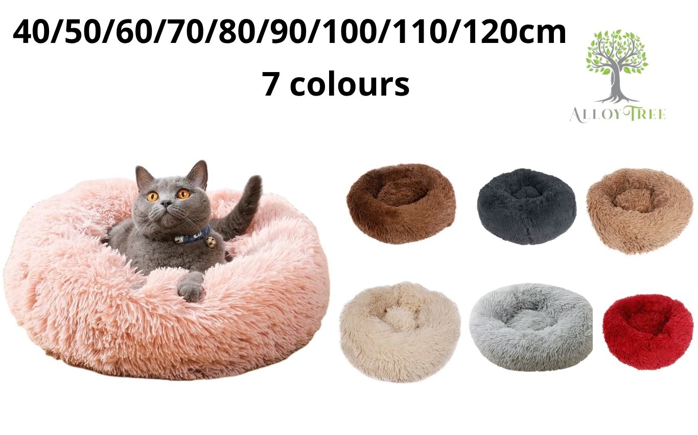 Dog Cat Round Soft Bed Donut Calming Anti Anxiety