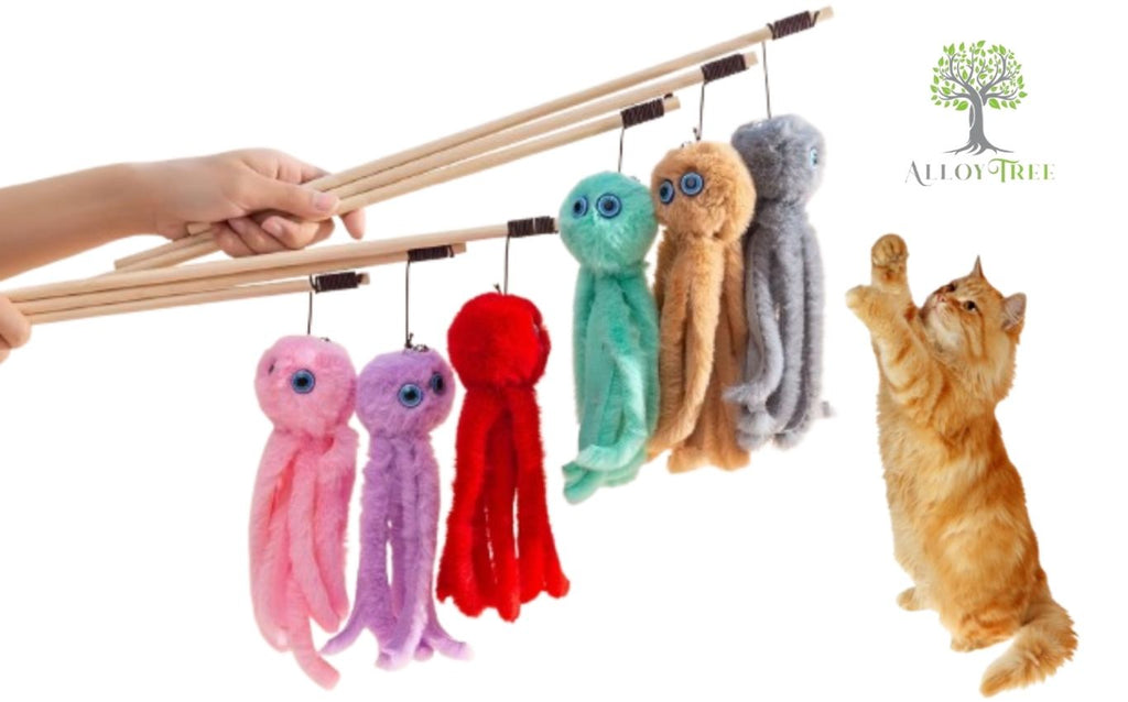 Interactive Octopus Cat Teaser Stick Wand Random Colour 1/3/5/7 pcs