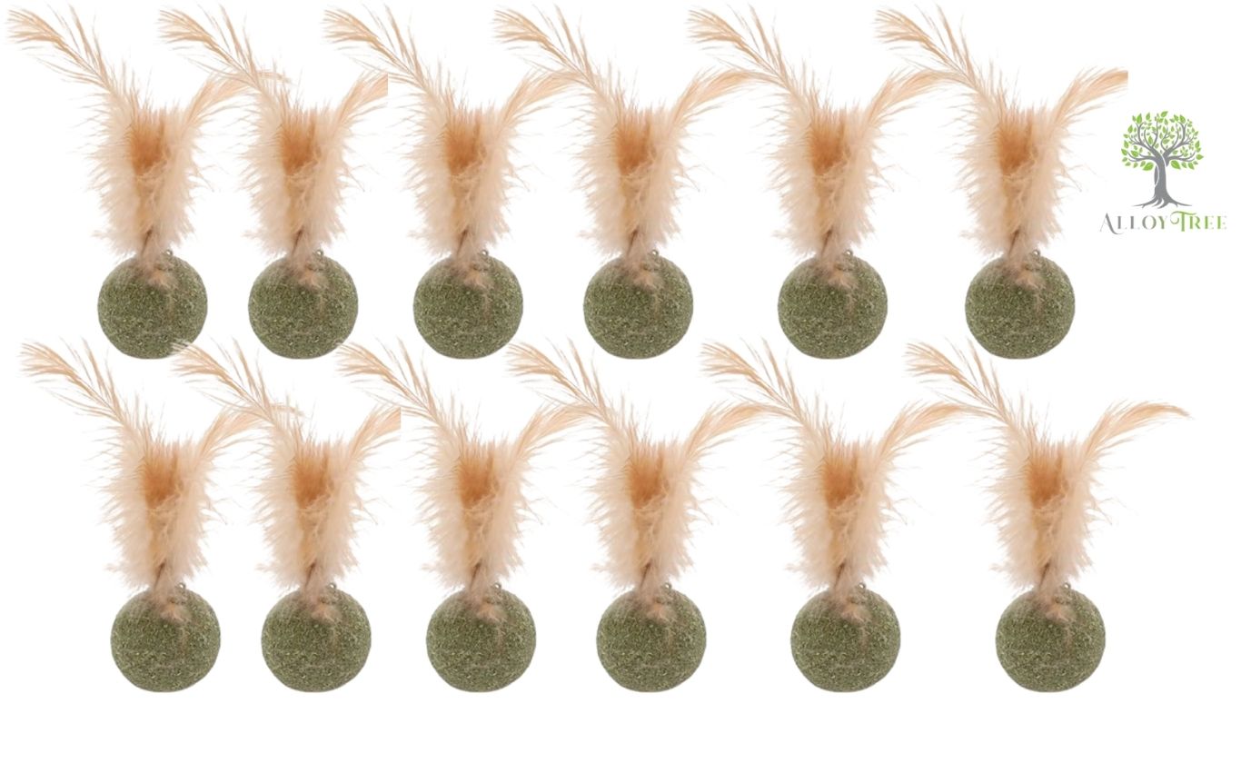 Catnip Ball with Feather Cat Toy 6/12 Pack Natural Catnip Stick Hunting Instinct