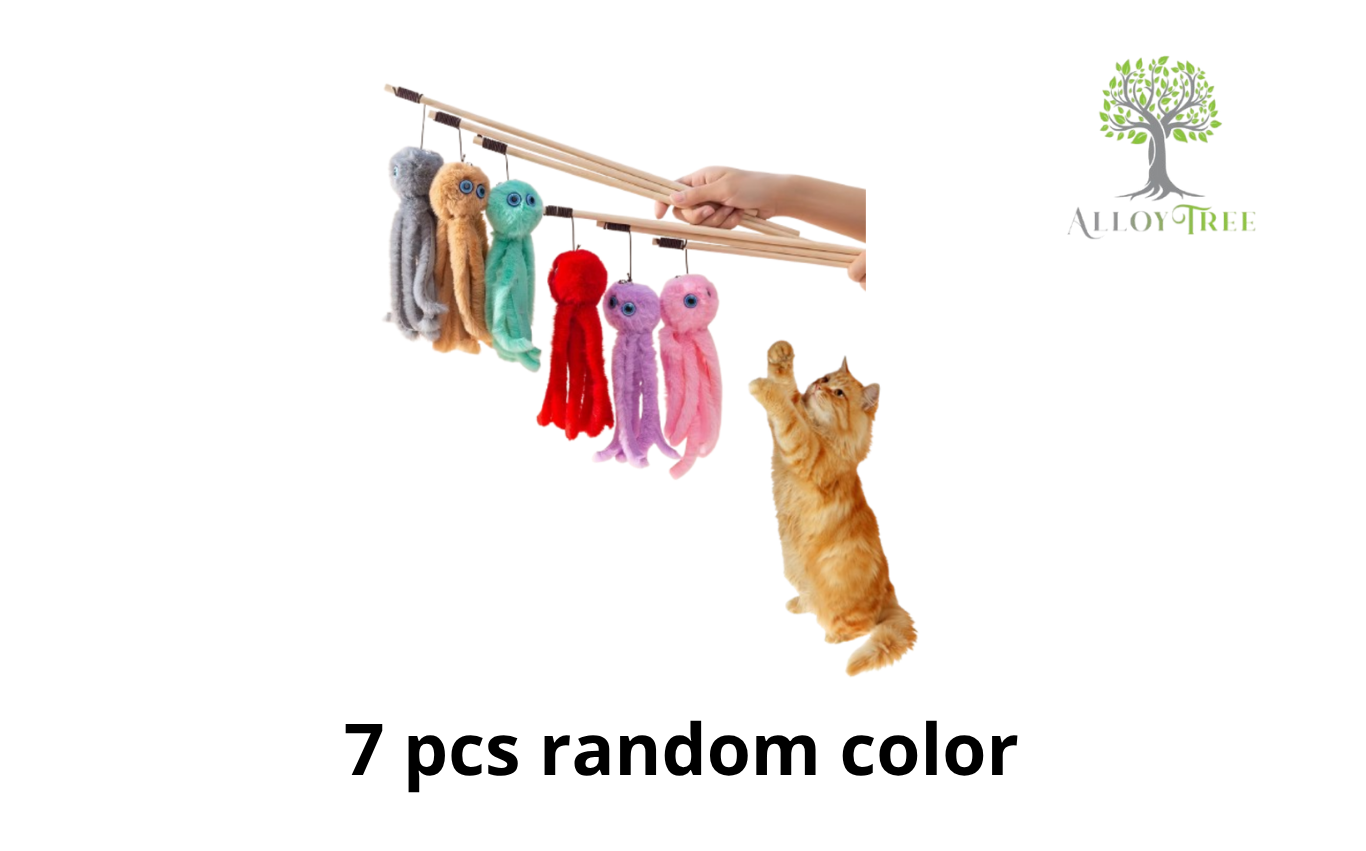 Interactive Octopus Cat Teaser Stick Wand Random Colour 1/3/5/7 pcs