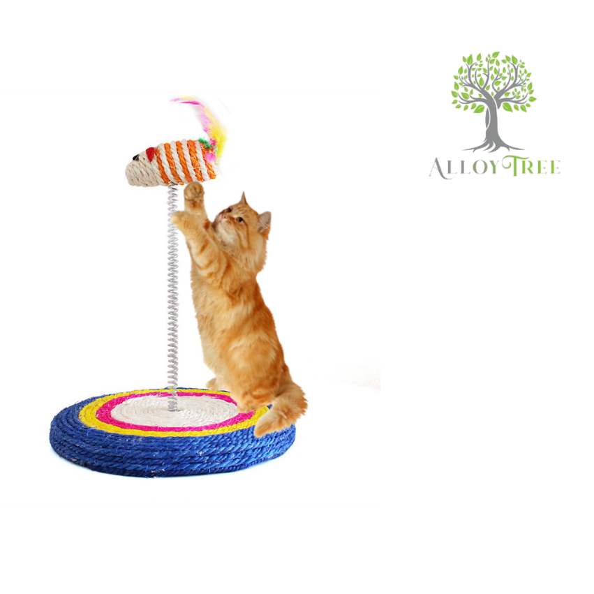 Interactive Cat Toy Spring Mouse Sisal Scratch Board