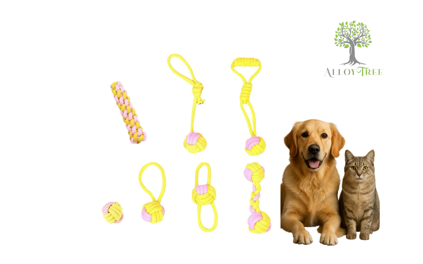 7 Pack Rope Toys for Dog Puppy Pet Chew Toy Training Ball Playing Tug Fetch