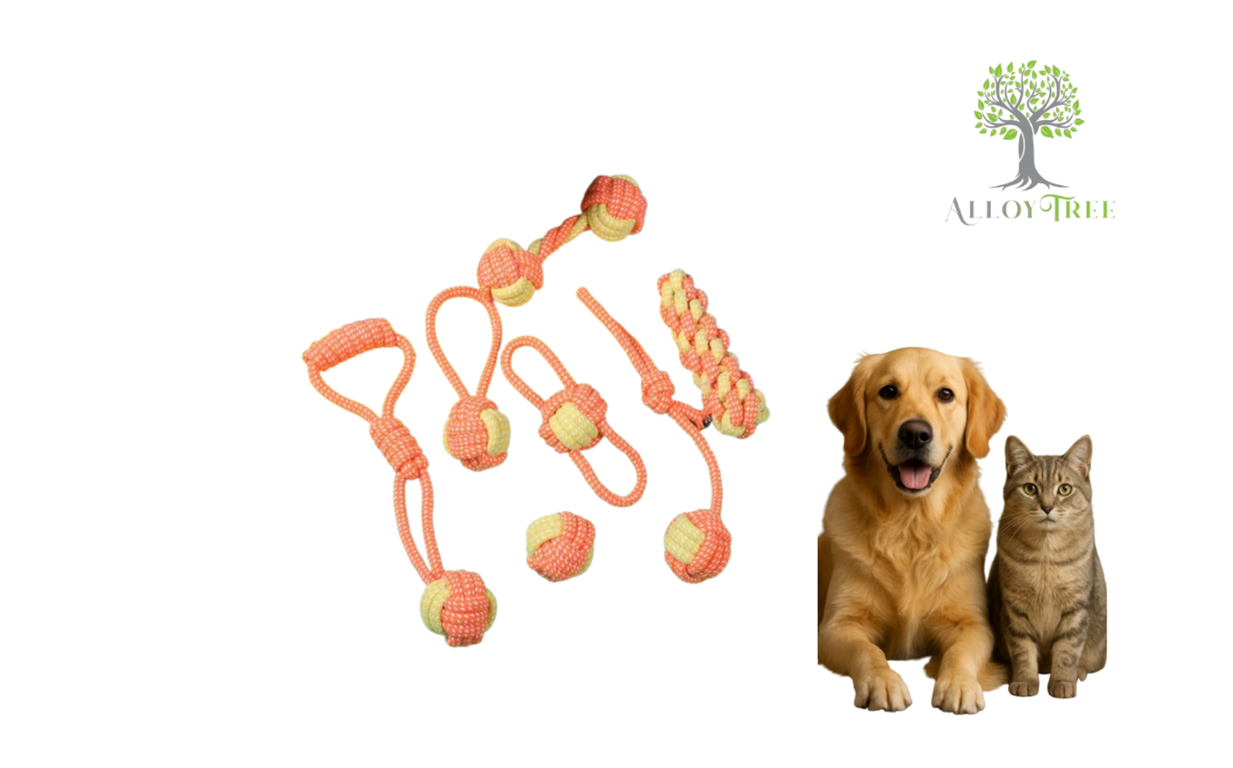 7 Pack Rope Toys for Dog Puppy Pet Chew Toy Training Ball Playing Tug Fetch