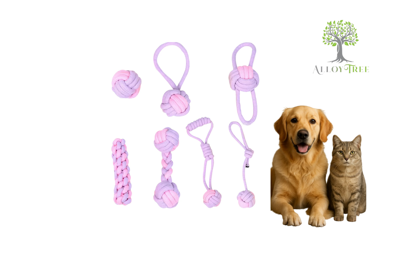 7 Pack Rope Toys for Dog Puppy Pet Chew Toy Training Ball Playing Tug Fetch