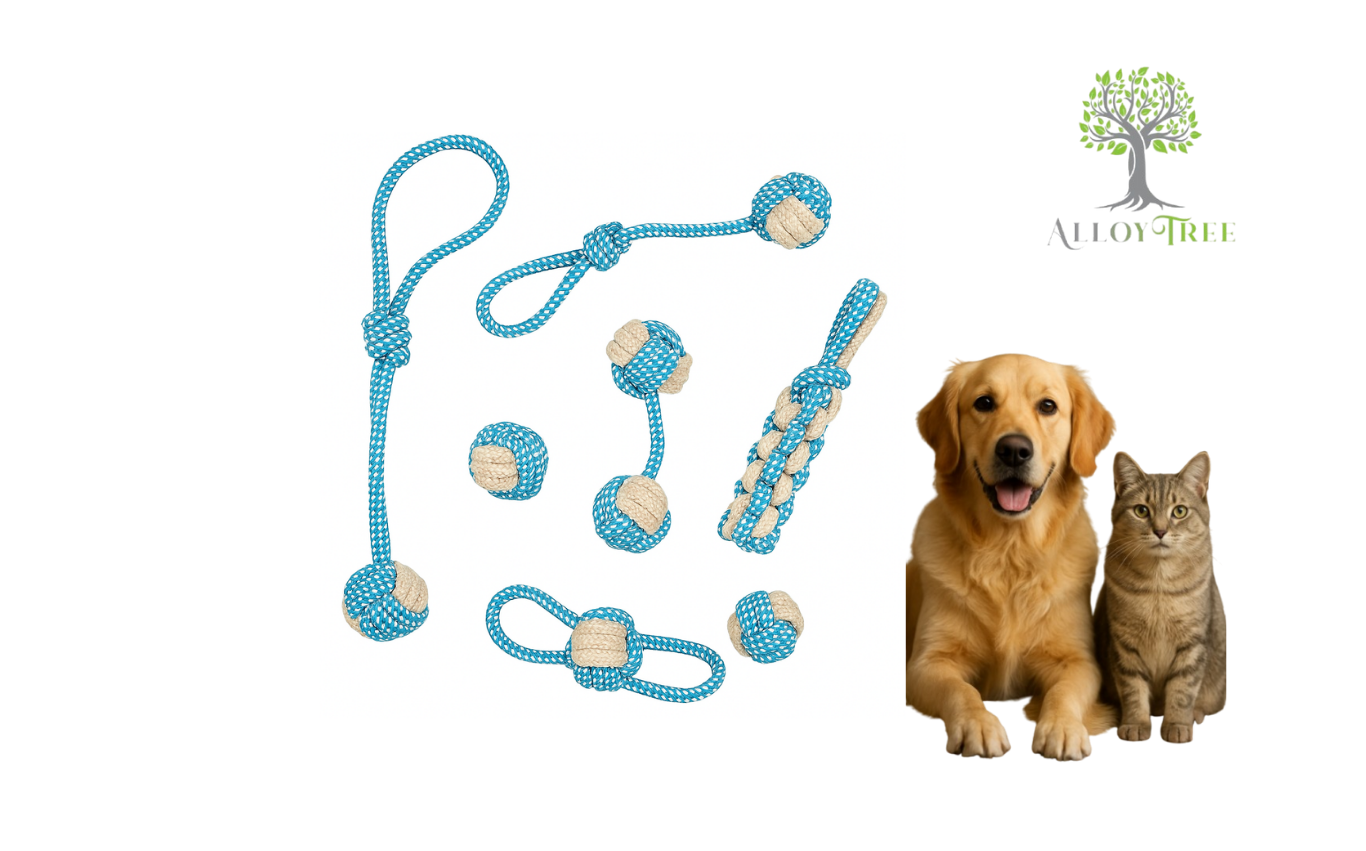 7 Pack Rope Toys for Dog Puppy Pet Chew Toy Training Ball Playing Tug Fetch