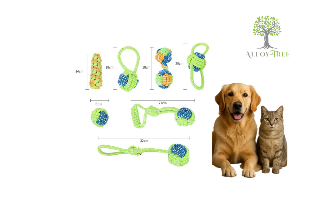 7 Pack Rope Toys for Dog Puppy Pet Chew Toy Training Ball Playing Tug Fetch