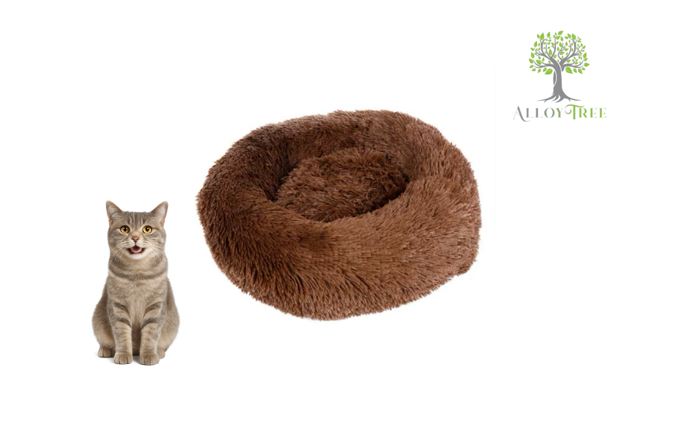 Dog Cat Round Soft Bed Donut Calming Anti Anxiety
