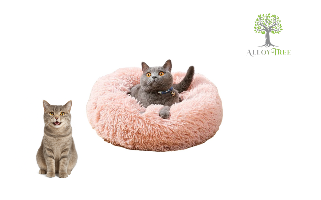 Dog Cat Round Soft Bed Donut Calming Anti Anxiety