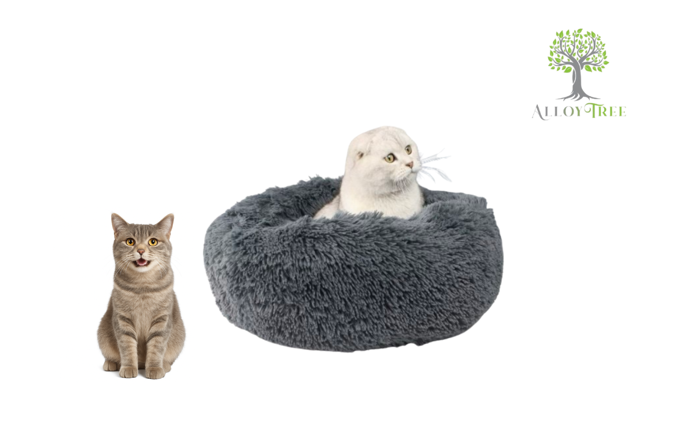 Dog Cat Round Soft Bed Donut Calming Anti Anxiety