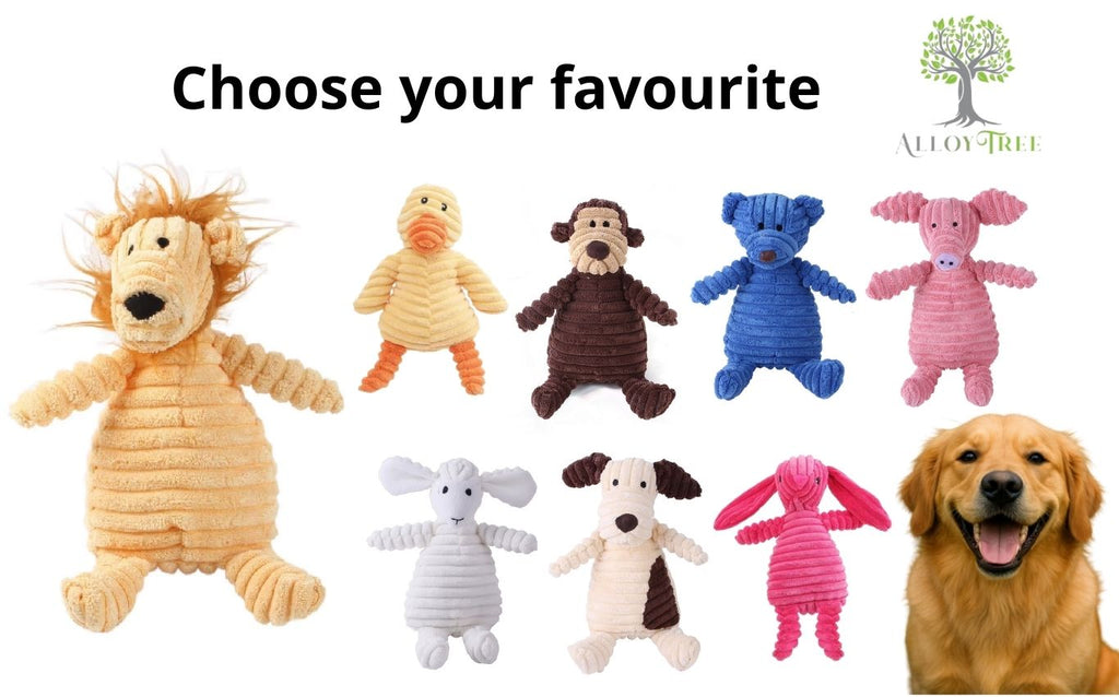 Cute Durable Dog Plush Chew Toy – Squeaky Animal Toy for Puppies and Dogs