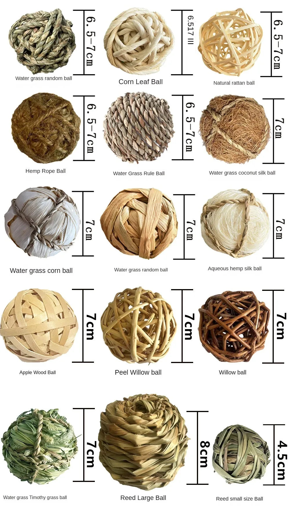 Assorted Ball for Cat Kitten Balls Rattan