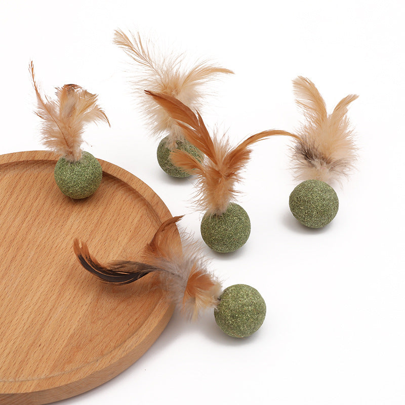 Catnip Ball with Feather Cat Toy 6/12 Pack Natural Catnip Stick Hunting Instinct