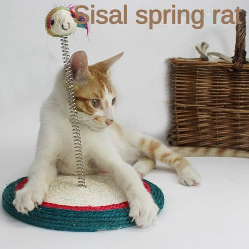 Interactive Cat Toy Spring Mouse Sisal Scratch Board