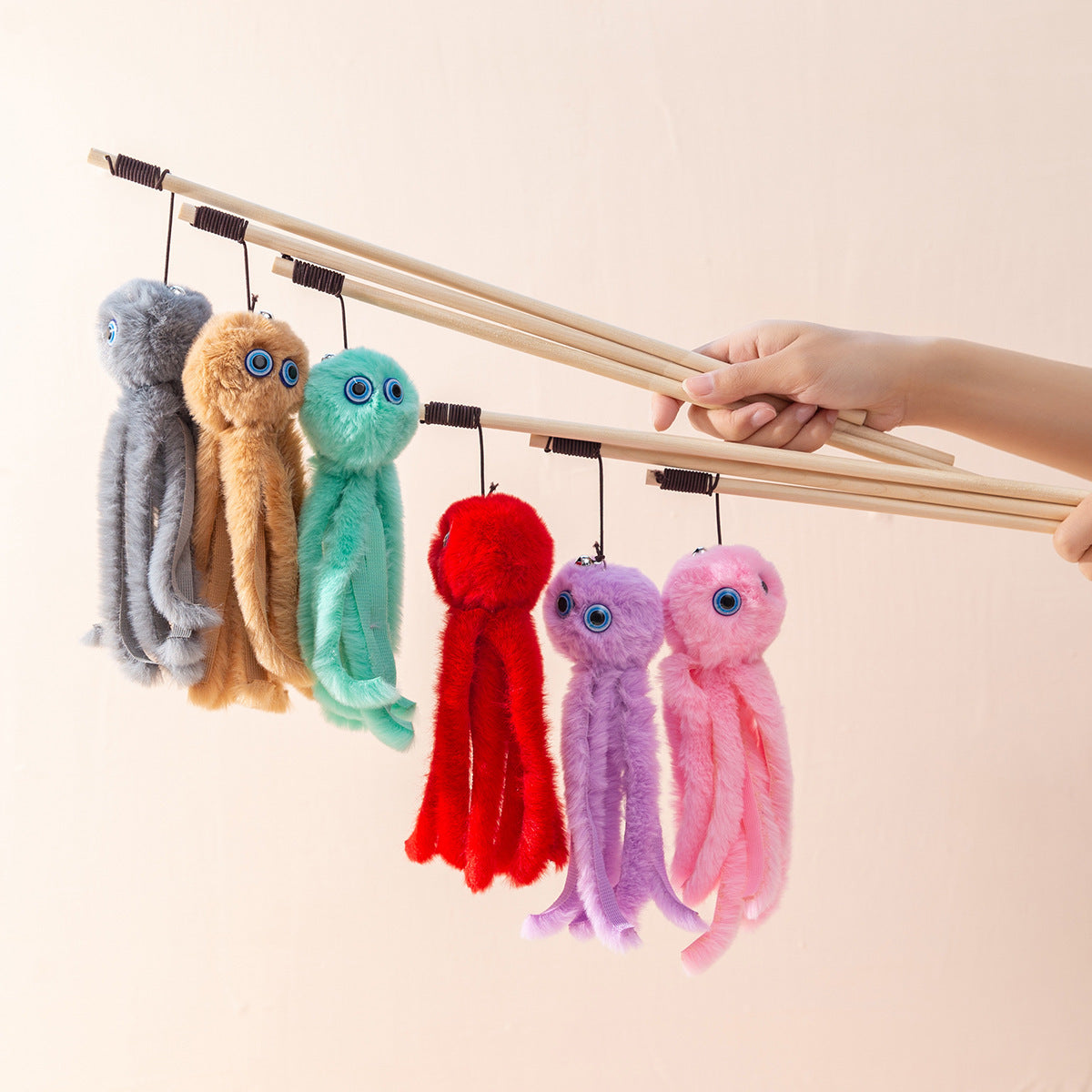 Interactive Octopus Cat Teaser Stick Wand Random Colour 1/3/5/7 pcs