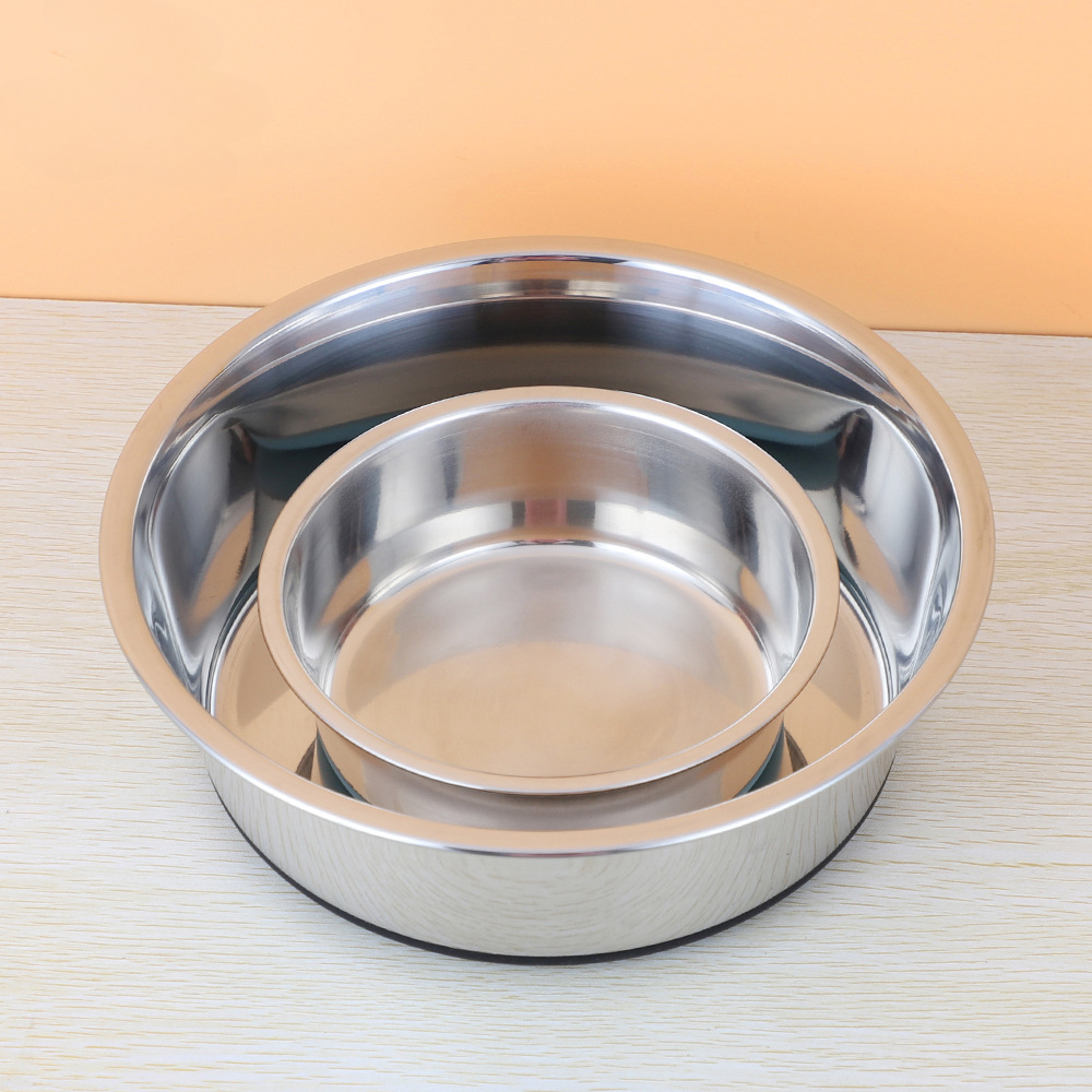 1 or 2 pcs Stainless Steel Dog Bowls Anti Slip Outdoor Indoor Water Food Puppy Feeding Dish