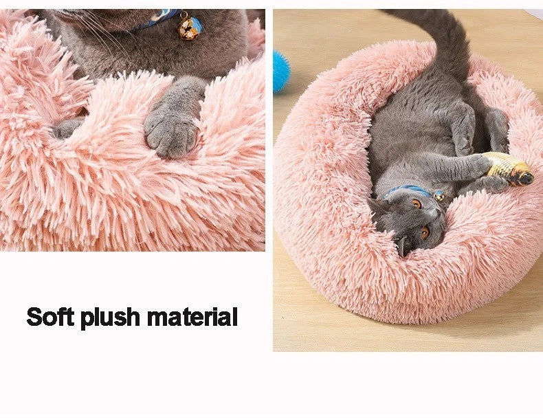 Dog Cat Round Soft Bed Donut Calming Anti Anxiety