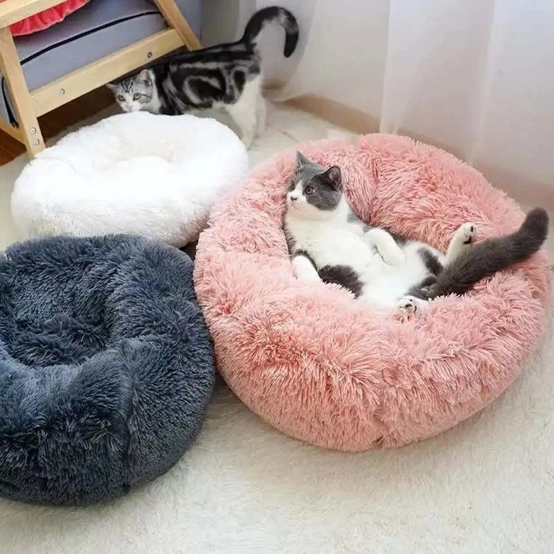 Dog Cat Round Soft Bed Donut Calming Anti Anxiety