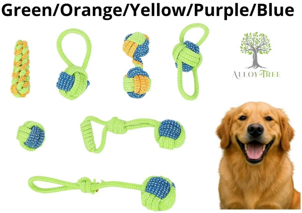 7 Pack Rope Toys for Dog Puppy Pet Chew Toy Training Ball Playing Tug Fetch