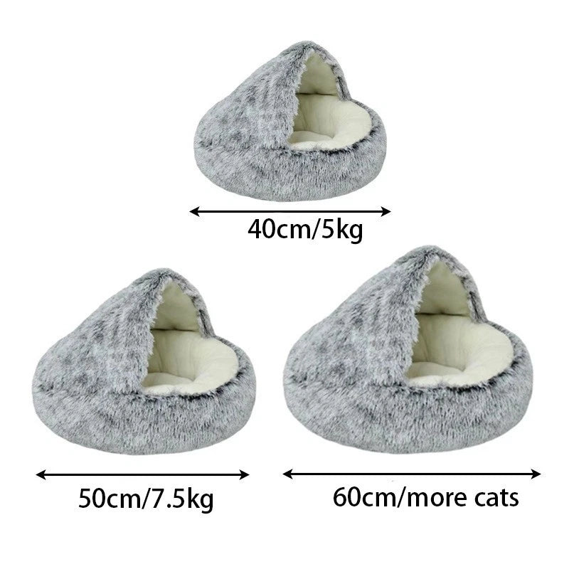 Dog Cat Bed Hooded Kitten Cozy Cave Soft Calming Igloo