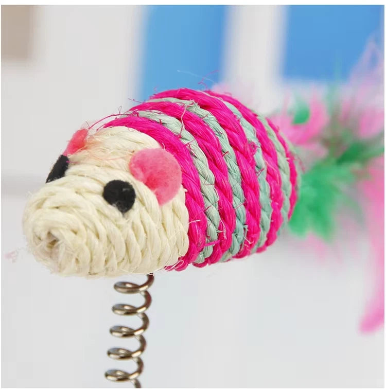 Interactive Cat Toy Spring Mouse Sisal Scratch Board